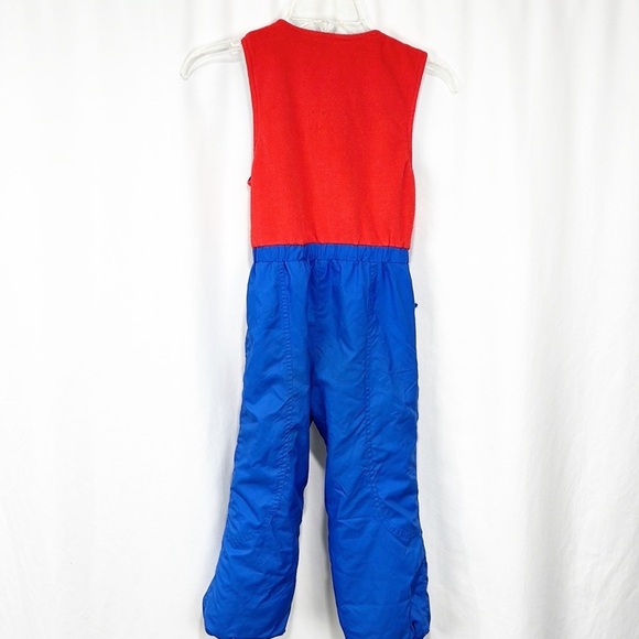 Obermeyer Vintage Kid's Snow Bibs Red and Blue Buttons Snow Pants 80s 90s size 5 - Picture 8 of 11